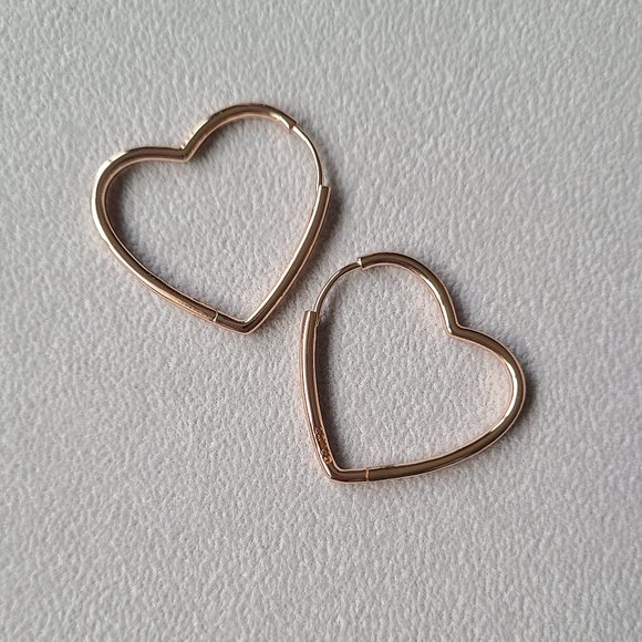 Pandora | Jewelry | Rose Gold Heart Hoops | Poshmark